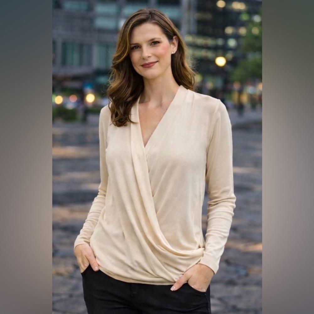 Banana Republic Threadsoft Ivory Wrap Top - XL